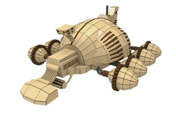 DUNE Harvester - 3D Modell aus Holz - Zeichnung